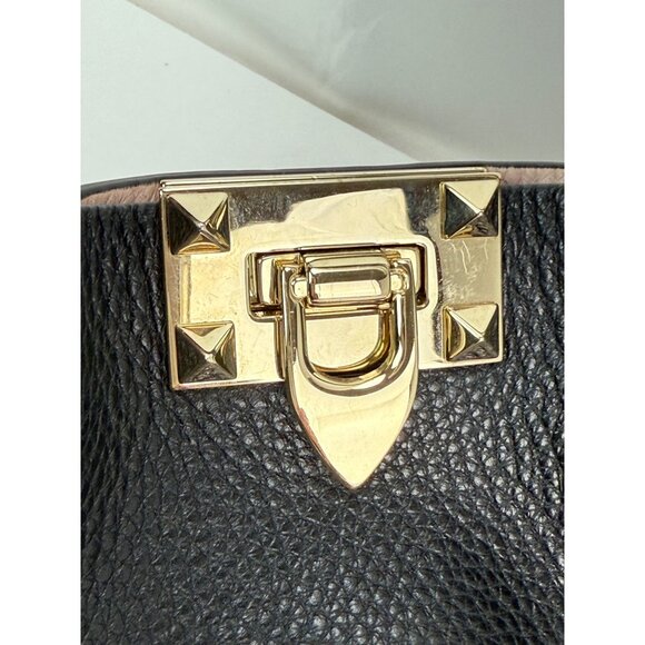 Valentino Giaravani Rockstud Small Black Leather Tote Bag - Picture 10 of 12